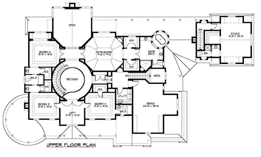 Floor Plan Second Story of Country Plan #115-1144